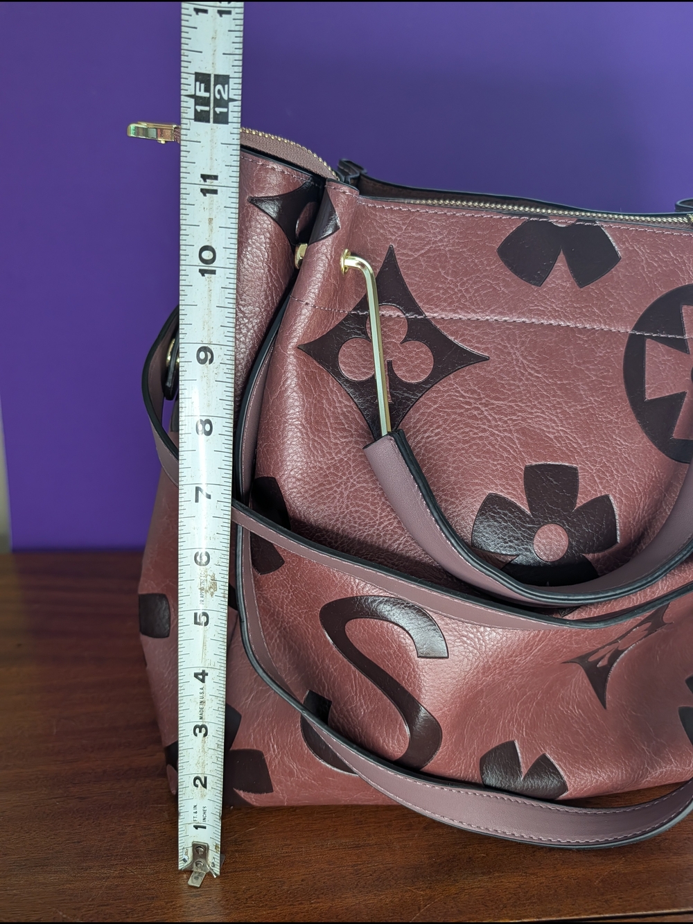 Floral Faux Leather Hobo Purse Dark Purple Color  NWOT - Picture 14 of 14
